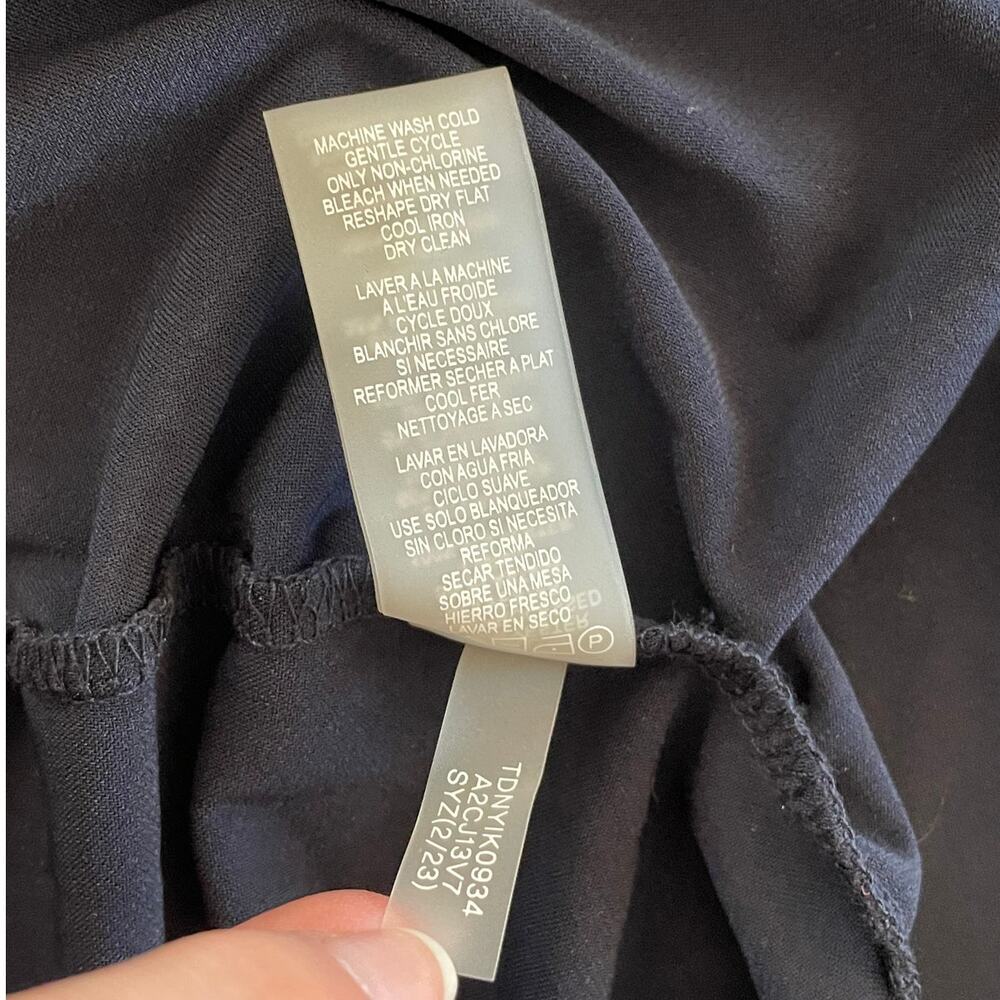 NWT Tommy Hilfiger Dress Sz 6 Collared TwistFront Midi Formal Black Navy Stretch - Picture 6 of 9